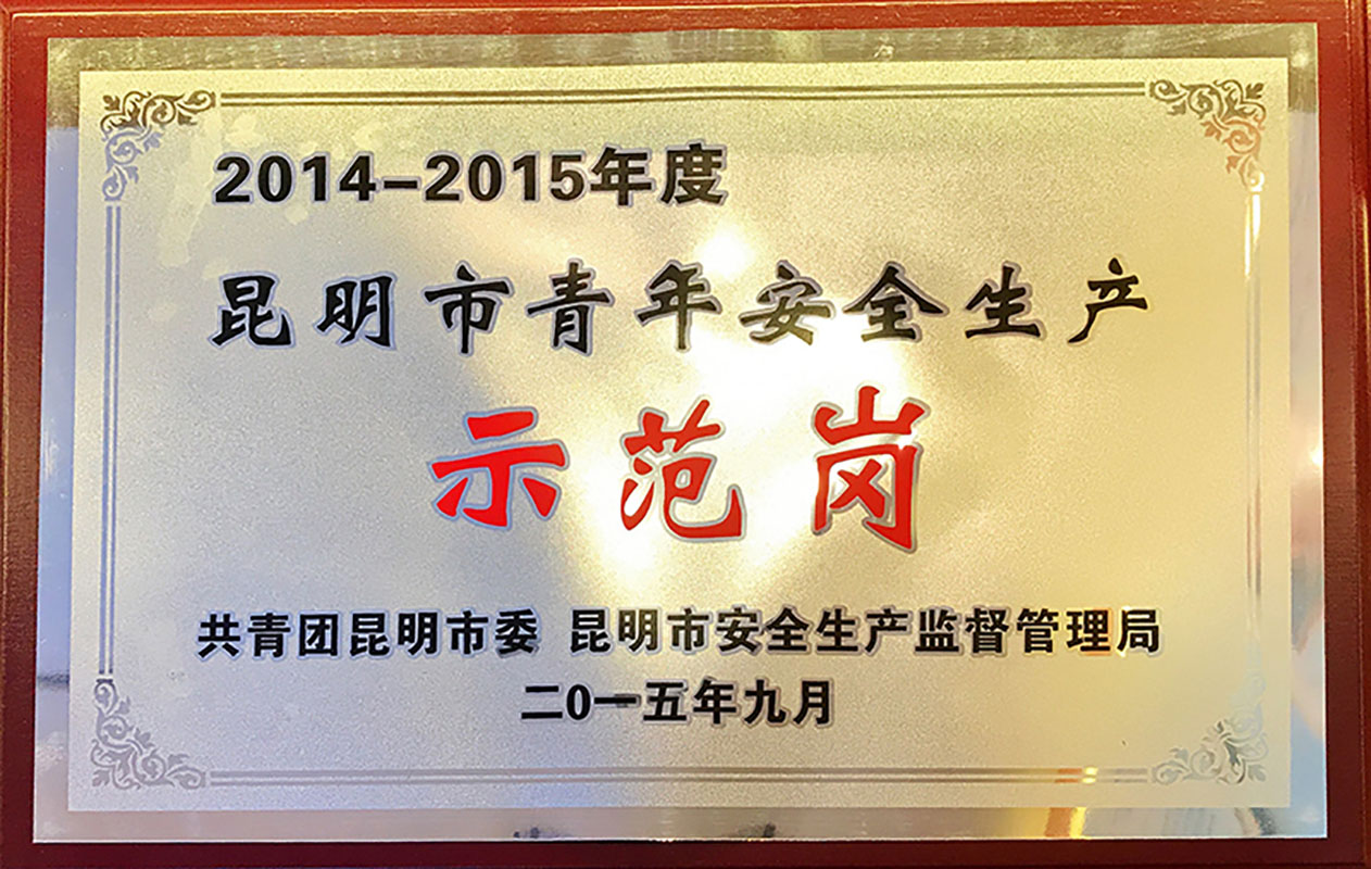 2014-2015年度昆明市青年安全出产示范岗